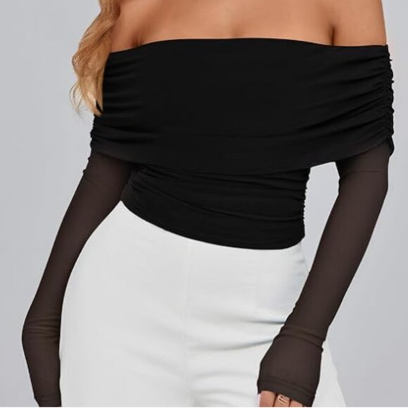 NEW Women's Off Shoulder Long Sleeve - Picture 2 of 2